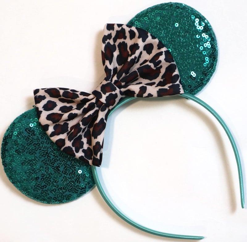 CLGIFT Leopard Minnie Ears, Animal Kingdom Ears, Lion King Minnie (Teal)